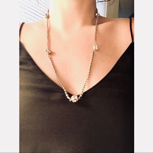 Art Deco Diamond Crystal Vintage knot Necklace